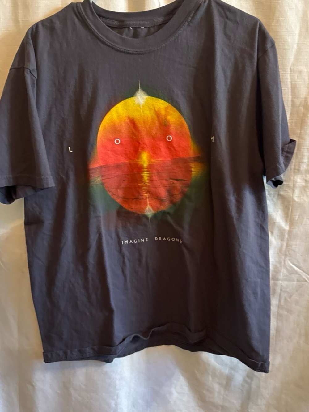 Imagine Dragons Men's Black Short Sleeve Graphic Tee Sunset Orb Print large #14